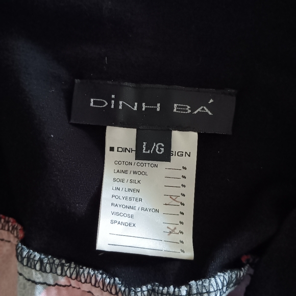 DINH BA Black Red White Print Tulle Layered Skirt L - Picture 2 of 3